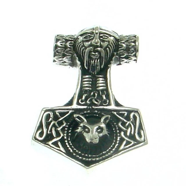 NKlaus Creolo Vichingo Singolo Martello Di Thor 12mm Argento 925 Per Uomo