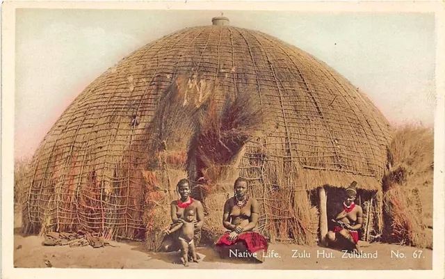 Indigènes Life Zulu Chapeau Zululand Nus Véritable Photo Carte Postale