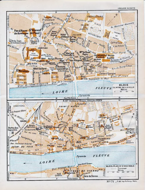 41 Blois 1934 pt. plans ville orig. + guide (16 p.) Château Hôtels St-Jean Foix