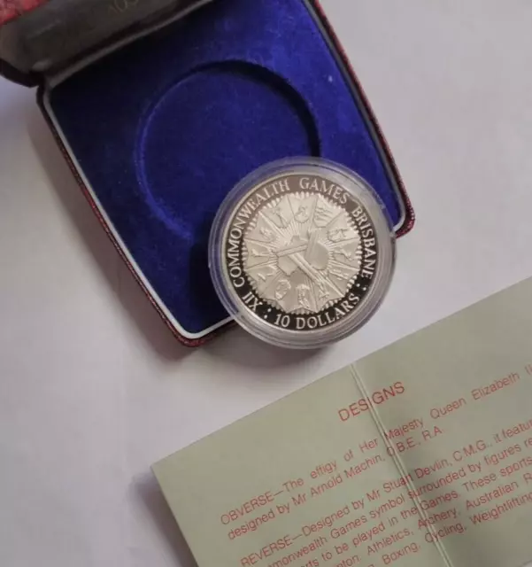 1982 Commonwealth Games Brisbane $10 silver proof coin -  ......AgSx