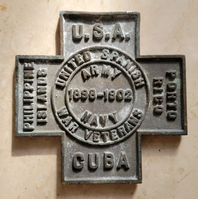 United Spanish War veterans militaria. Bronze Grave Marker.