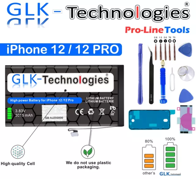 Batteria GLK-Technologies per iPhone 12PRO/12 Pro batteria A2479 TOP 2024