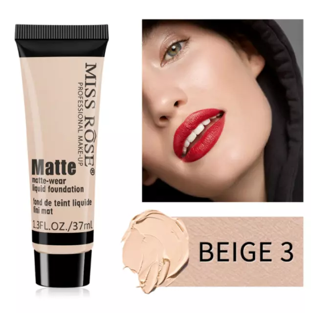 Miss Rose Matte Face Liquid Foundation Cream Concealer Primer Waterproof