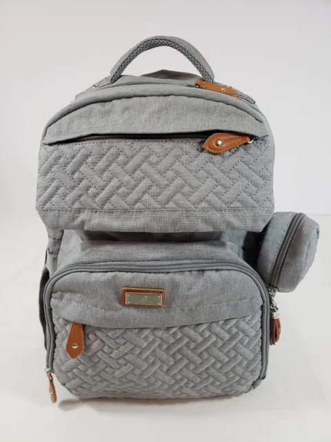 BabbleRoo Diaper Bag Backpack Travel Baby Bag with Changing Pad Light Gray