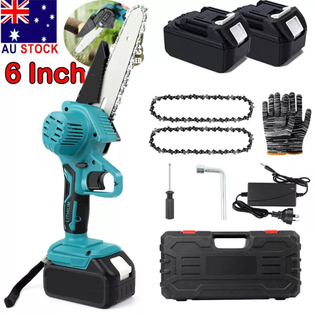 6" Chainsaw Cordless Rechargeable Wood Cutter Saw Chain Saws Electric for Makita