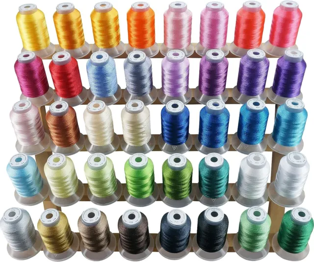 40 Brother Colors Polyester Embroidery Machine Thread Kit 500M (550Y) Each