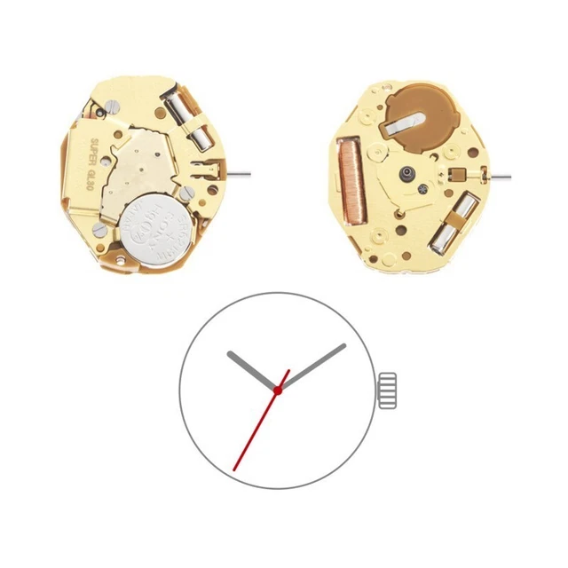 Mouvement à Quartz Miyota GL32 (GL30, GL34) - Taille 6 3/4 X 8, Hauteur 2.30 Mm, Batterie 364, Neuf