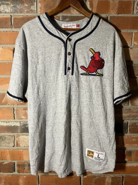 Mitchell & Ness St. Louis Cardinals henley style jersey shirt Large