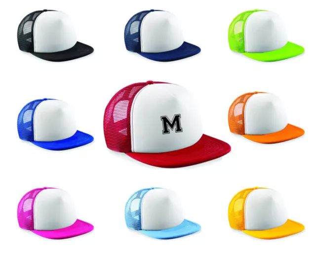 Kids Personalised VARSITY Printed Half Mesh Baseball Trucker Rapper Cap Hat