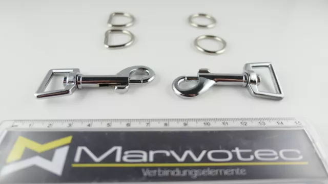 Set für Paracord Hundeleine 2x Karabiner 2x Rundring 2x D-Ring