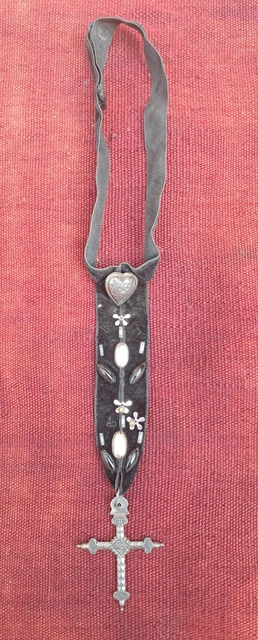 Coulant De Sautoir Argent Art Déco XIXe Siècle, Motif Pensée, Romantisme, Occasion Très Bon état