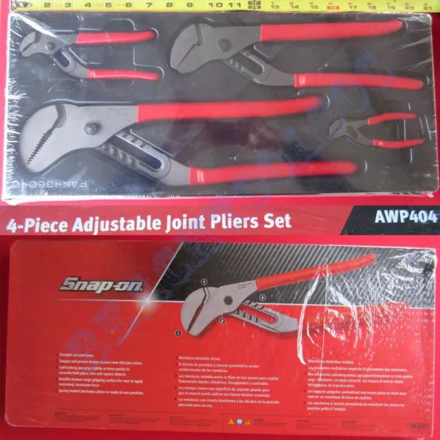NEW SNAP ON 4 Pcs Adjustable Joint Pliers Set AWP404 AWP45 AWP65
