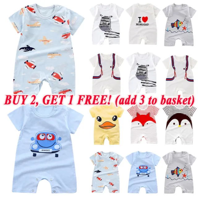 Toddler Baby Boys Girls Cute Romper Jumpsuit Clothes Kids Short Sleeve Playsuit