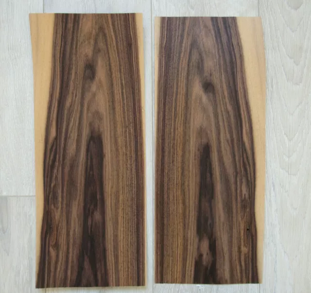 Rosewood wood veneer, 2 sheets ~18.5 x 7.4" (~47 x 19cm), 0.6mm (~1/42″)