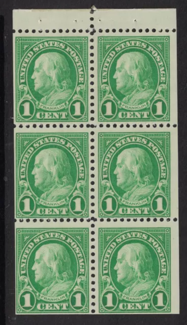 Scott 632a- MNH Livret Volet De 6- 1c Benjamin Franklin, Perf 11x10.5- 1927 Mint
