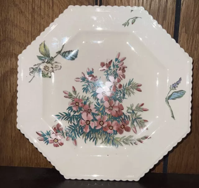 Copeland Spode 1883 Octagon Hand Painted Floral Design OOAK Rare Find Mint 8”