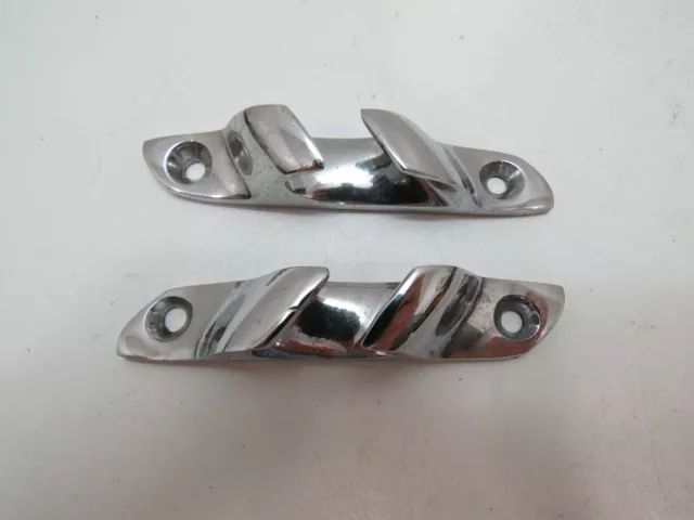 Pair 3+3/8 inch Wilcox Crittenden Chrome Over Bronze Angle Boat Chocks (D2C188B)