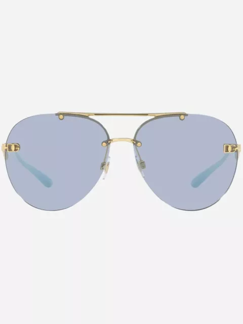 Dolce & Gabbana Men's Gold-Tone/Blue Aviator Sunglasses DG2272 02/72 61 13 Italy