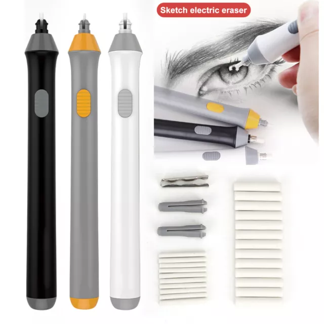 Electric Pencil Eraser Kit with 22pcs Rubber Refills Highlights Sketch Drawing