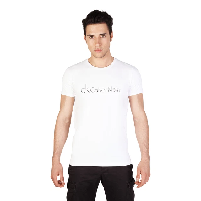 CK Calvin Klein Jeans T-Shirt da Uomo a Manica Corta Girocollo Bianca con Logo
