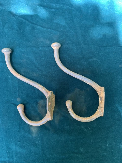 antique cast iron coat hooks X 2 Reclaimed