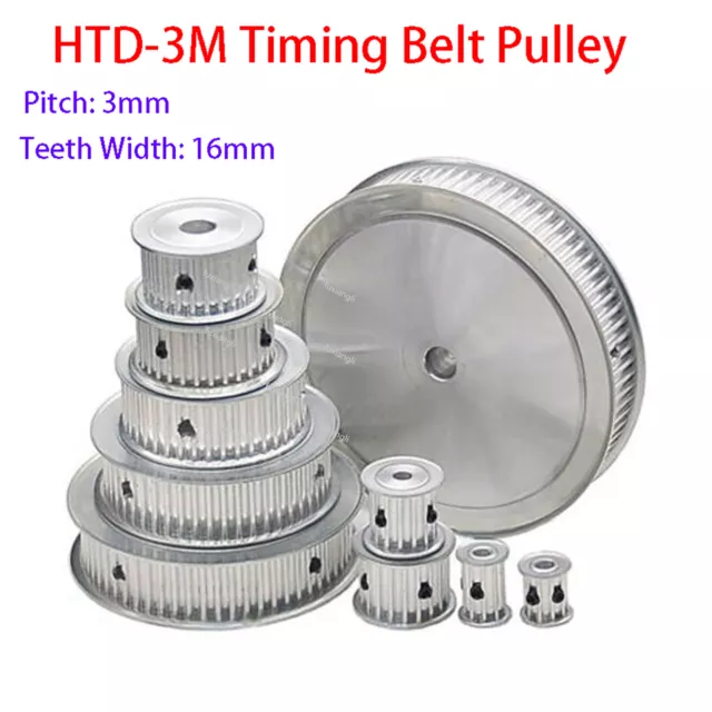 HTD-3M 14-120T Timing Belt Pulley Pitch 3mm AF-Type Synchronous Wheel Width 16mm