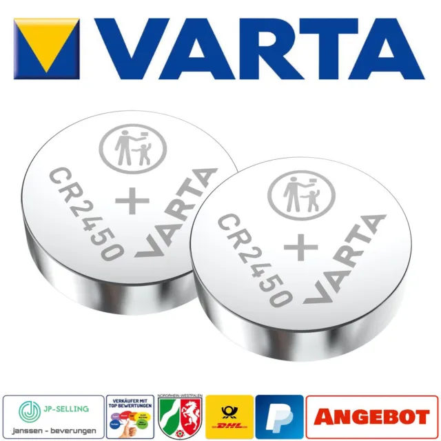 2 Stück Varta CR2450 CR 2450 3 V Lithium Industrieware Bulk