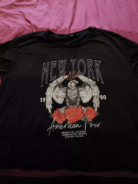 Ladies Black New York Tshirt From Yours Size 26-28