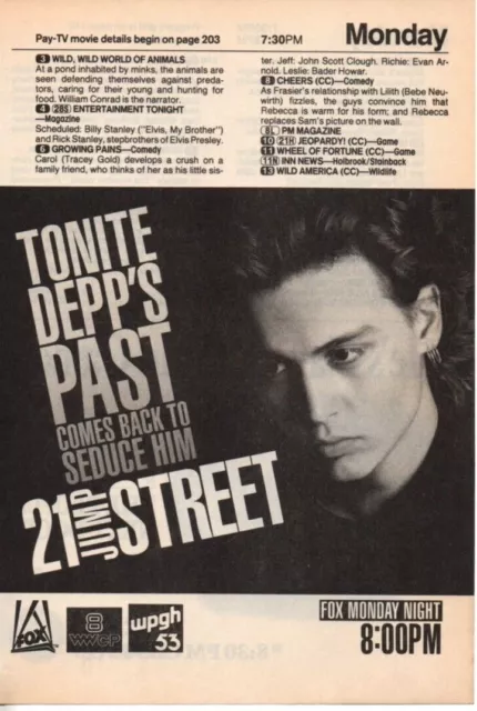 Johnny Depp 21 Jump Street 1989 Picture Print Ad Clipping Page
