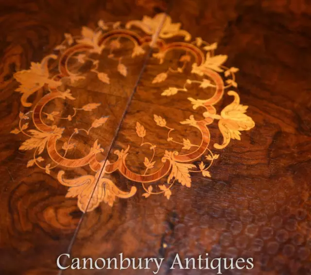 Victorian Walnut Dining Table Marquetry Inlay 3