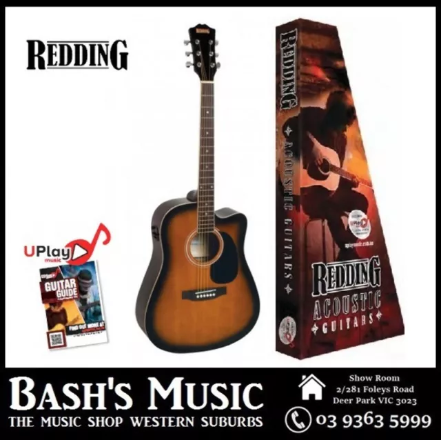 Redding Acoustic Guitar Cutaway Electric Tobacco Sunburst