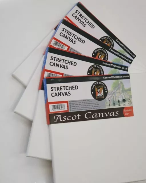 Ascot Deep Edge Canvases 38mm Stretched Blank Plain Gesso Primed Artists Choice