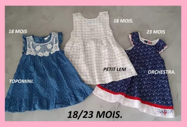 LOT de 3 robes d'été de taille T: 18 / 23 mois - 86 cm