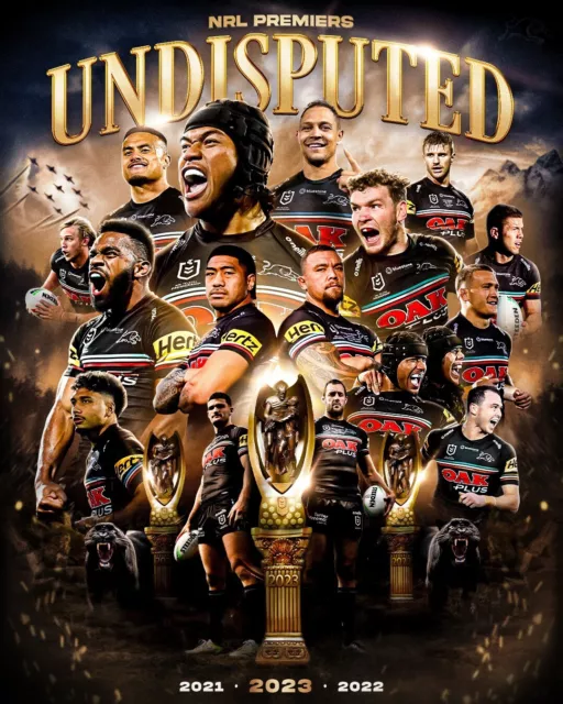 2023 Penrith Panthers Nrl Rugby Team Poster, Bargain Rugby, Premiers Champions