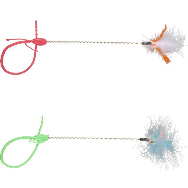 8 Pcs produits pour chat Chat Teaser Chat Plume Jouets Verts 3
