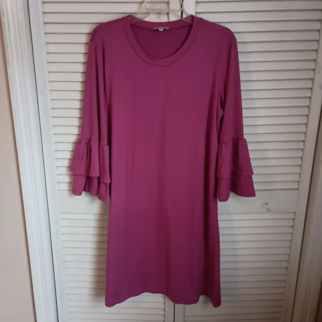 Mary Square Women's Dress Size Medium Purple Quarter Bell Sleeve Knee Length