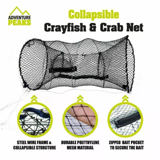 FISHING POT CATCHER Crab Trap Net Prawn Shrimp Crayfish Lobster Eel Bait  Folding £5.99 - PicClick UK