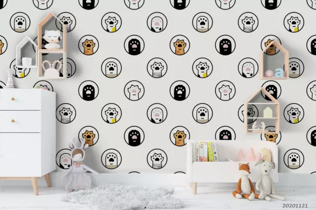 3D Cat Paw Pattern Wallpaper Wall Mural Removable Self-adhesive Sticker 894
