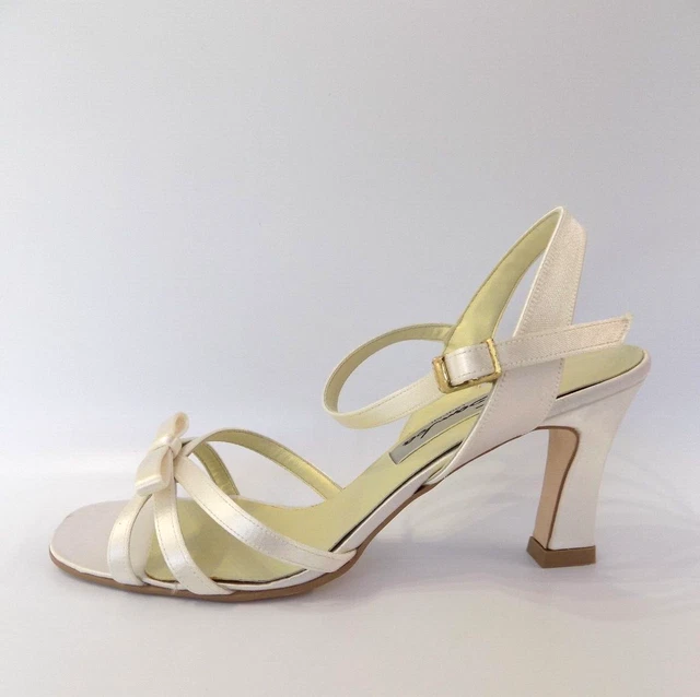 Scarpe da sposa da donna avorio taglia 5,5 raso tacco medio sandalo da sposa cinturino