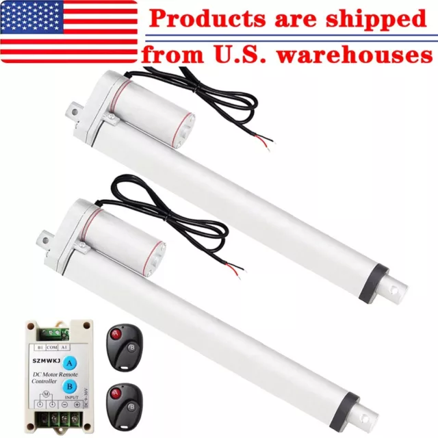 2 Dual 14" Linear Actuators System Heavy Duty 1000N/220LBS DC Motor + Controller