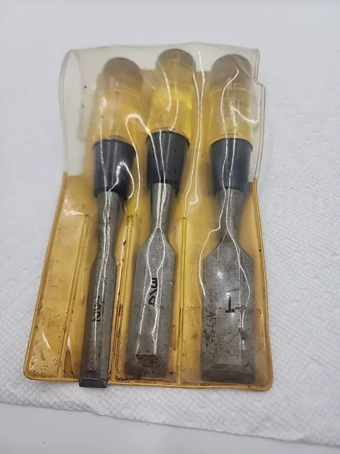 Vintage Sears No. 36891 3 Piece Wood Chisel Set.  1 Inch, 3/4 Inch & 1/2 Inch