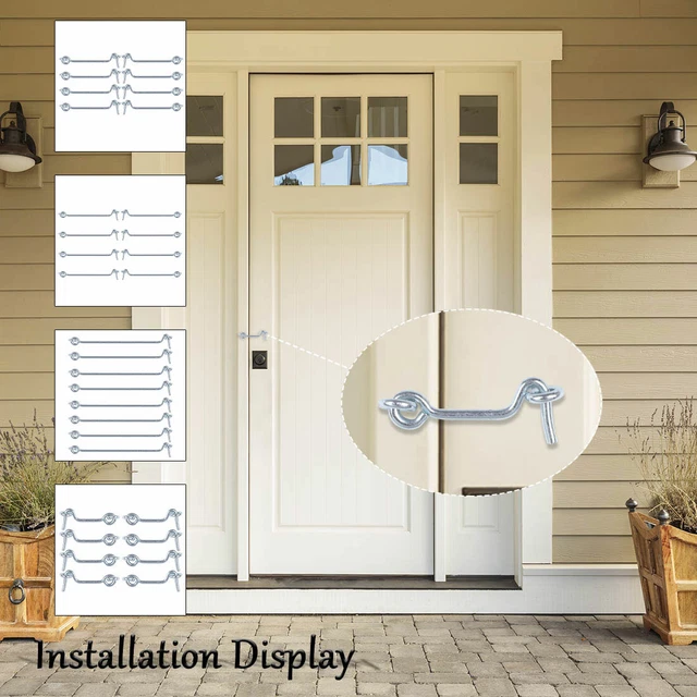 Cabin Hooks Eye Latch Privacy Hook w Screws for Window Slide Barn Door 8pcs