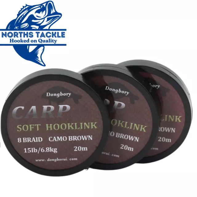 20m Soft Hooklink Carp Fishing Rigs Brown Line For Hair Rigs 15lb 25lb 35lb