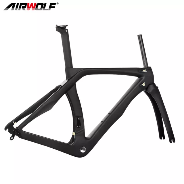 AIRWOLF T1100 Carbon Fiber Road Bike Frame V/U Brake Aero Bicycle BSA 700*25c