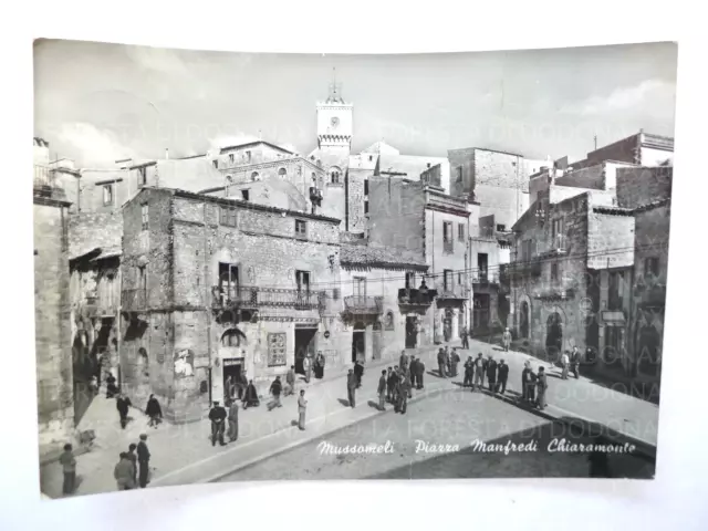 vecchia cartolina FOTO VINTAGE MUSSOMELI CALTANISSETTA NEGOZI ANIMATA