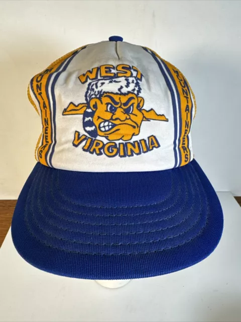 Vintage West Virginia Mountaineers College Mesh Trucker Snapback Adjustable Hat