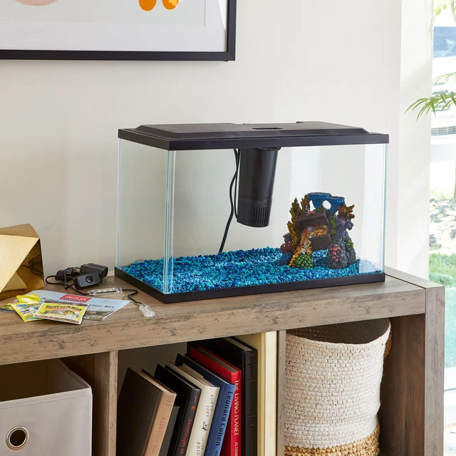 10Gallon Aquarium Starter Kit Glass Fish Tank LED light w/ Filter Desktop Office 2