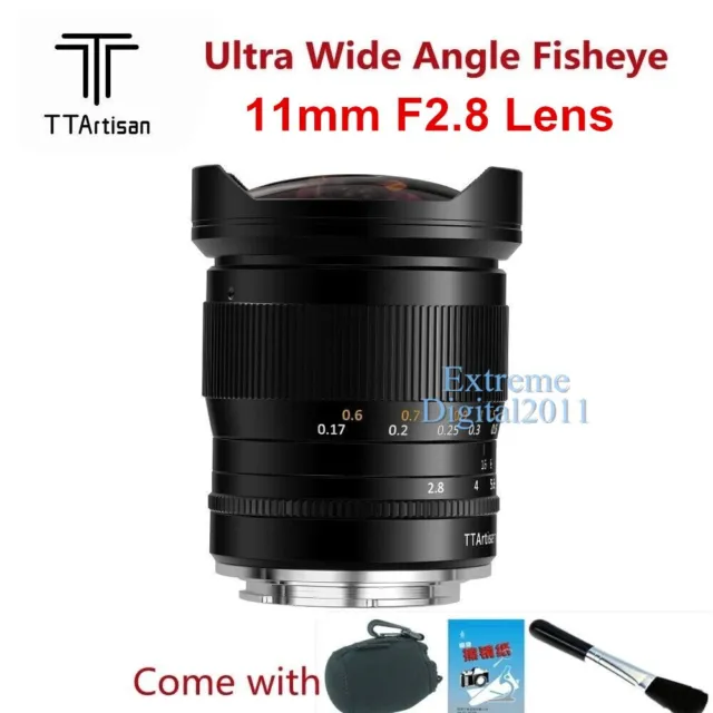 TTArtisan 11mm F2.8 Fisheye Wide Angle Full Frame Lens for Sony E A9 A7RV Camera