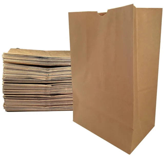 Large Paper Grocery Bags 12x7x17 Kraft Brown Heavy Duty Sack 57 Lbs Basis 100