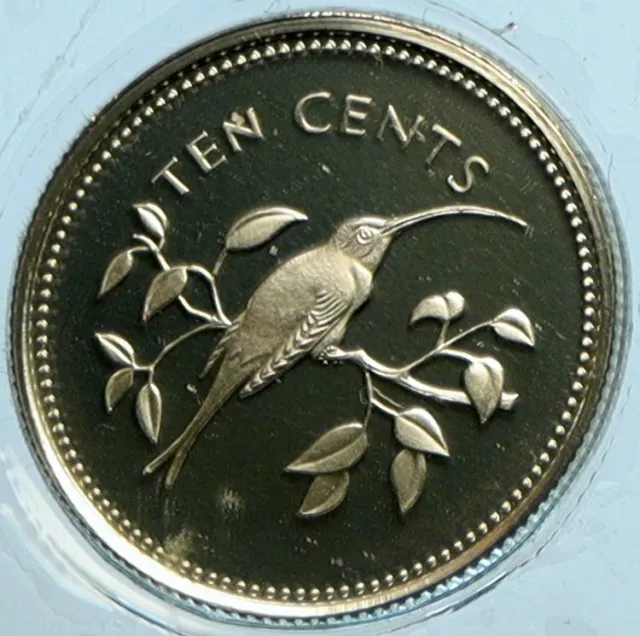 1974 BELIZE Avifauna Long-tailed HERMIT BIRD Proof Silver 10 Cents Coin i104140